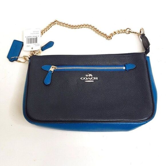 Coach Nolity Women's Wristlet/Shoulder Bag Blue Leather - Picture 1 of 12